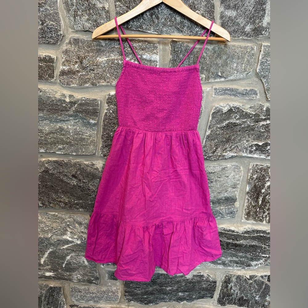 Cotton-On Sundress Open Back Double Tie, Flared Skirt, Fuchsia, Small